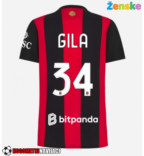 Ženske Nogometnih dresov AC Milan Mario Gila #34 Domači 2026-27 Kratki rokavi Ženske Nogometnih dresov AC Milan Mario Gila #34 Domači 2026-27 Kratki rokavi